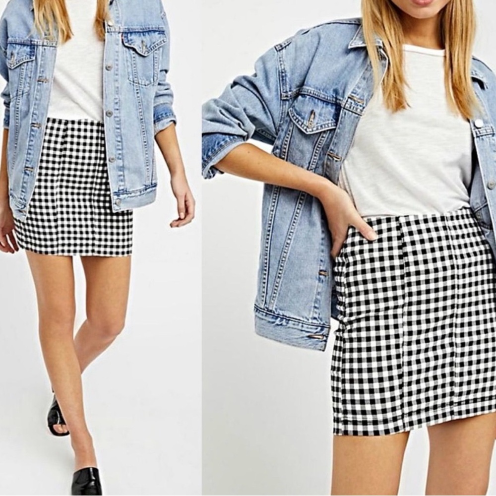 Free People Gingham Mini Skirt